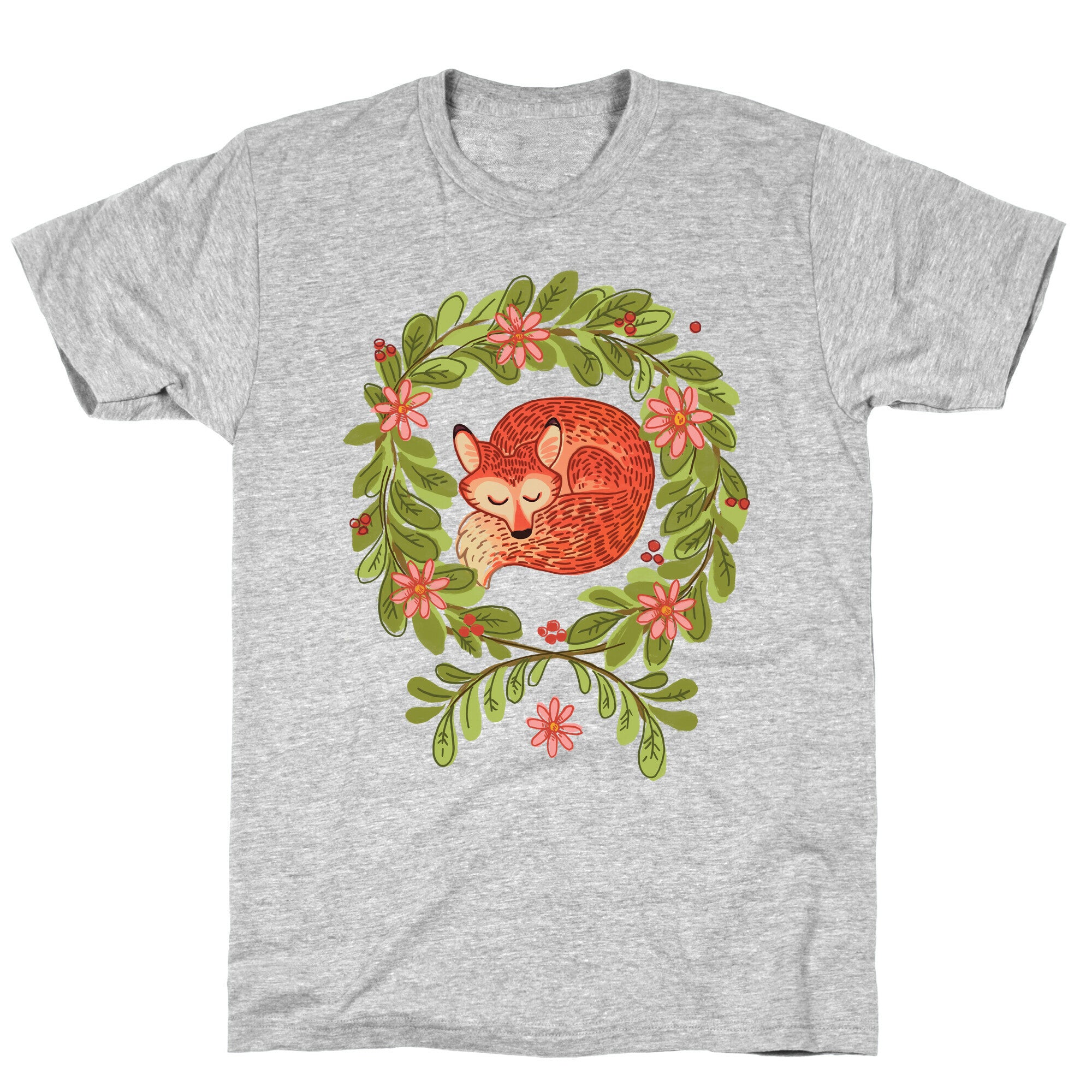 Sleeping Fox Wreath T-Shirt